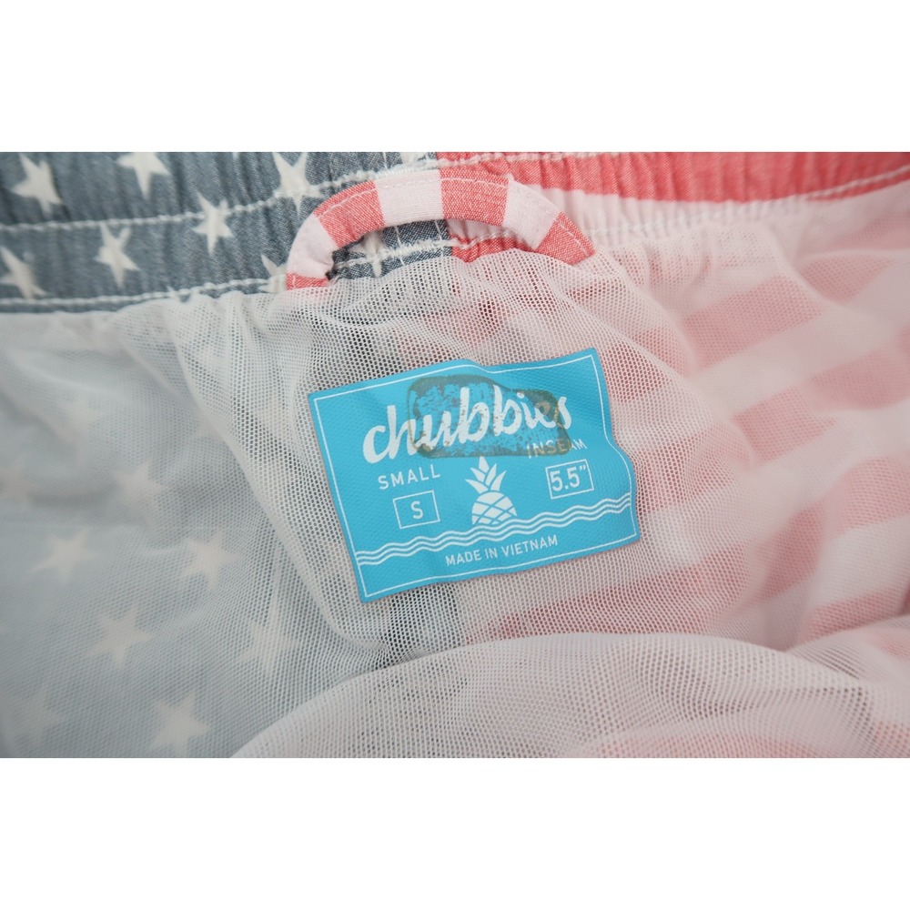 Chubbies Swim Trunks Small Red White Blue Lined 5.5" American Flag Patriotic - Picture 8 of 9